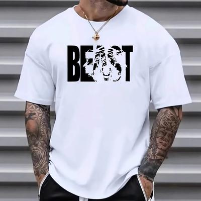 Black White Letter Print Short-sleeved Loose Casual Top Pure Cotton T-Shirts Men’s