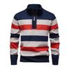 Men Knitted Sweater Color Block Zippered Half Turtleneck Pullover Tops Long Sleeve Half-Zipper Casual Pullover Tops