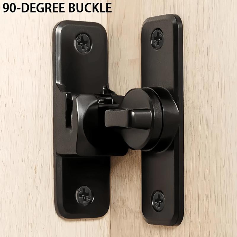 1pcs Aluminum Door Lock-No-Drill Anti-Theft Right Angle Slide Latch 90°/180° Adjustable Sliding Bolt