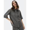 Stick To the Original Single Tail Woven Linen Blend Single-Breasted Large Pocket Women 3/4 Sleeve Minimalist Shirts Polo T-shirt