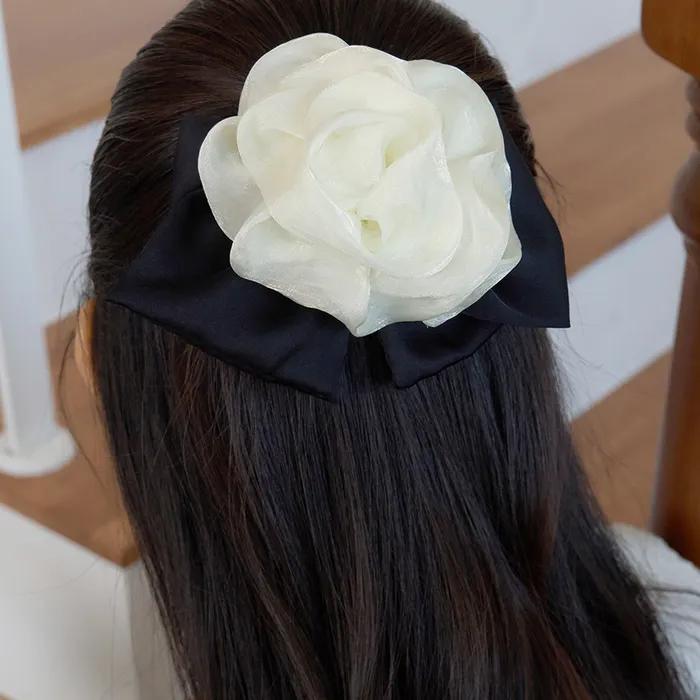 chiffon rose ribbon hair pin (IVORY)