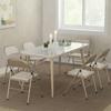 Set of 6 Folding Chairs, Portable Office Chairs, Steel Legs, Folding Chair for Office, Reception, Waiting Room, Linen Look Beige