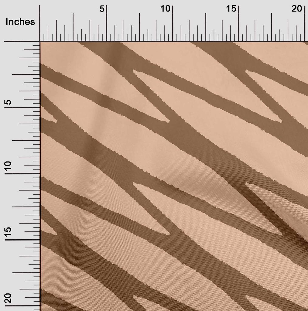 oneOone Cotton Flex Dark Beige Fabric Abstracts Sewing Material Print Fabric By The Yard 40 Inch