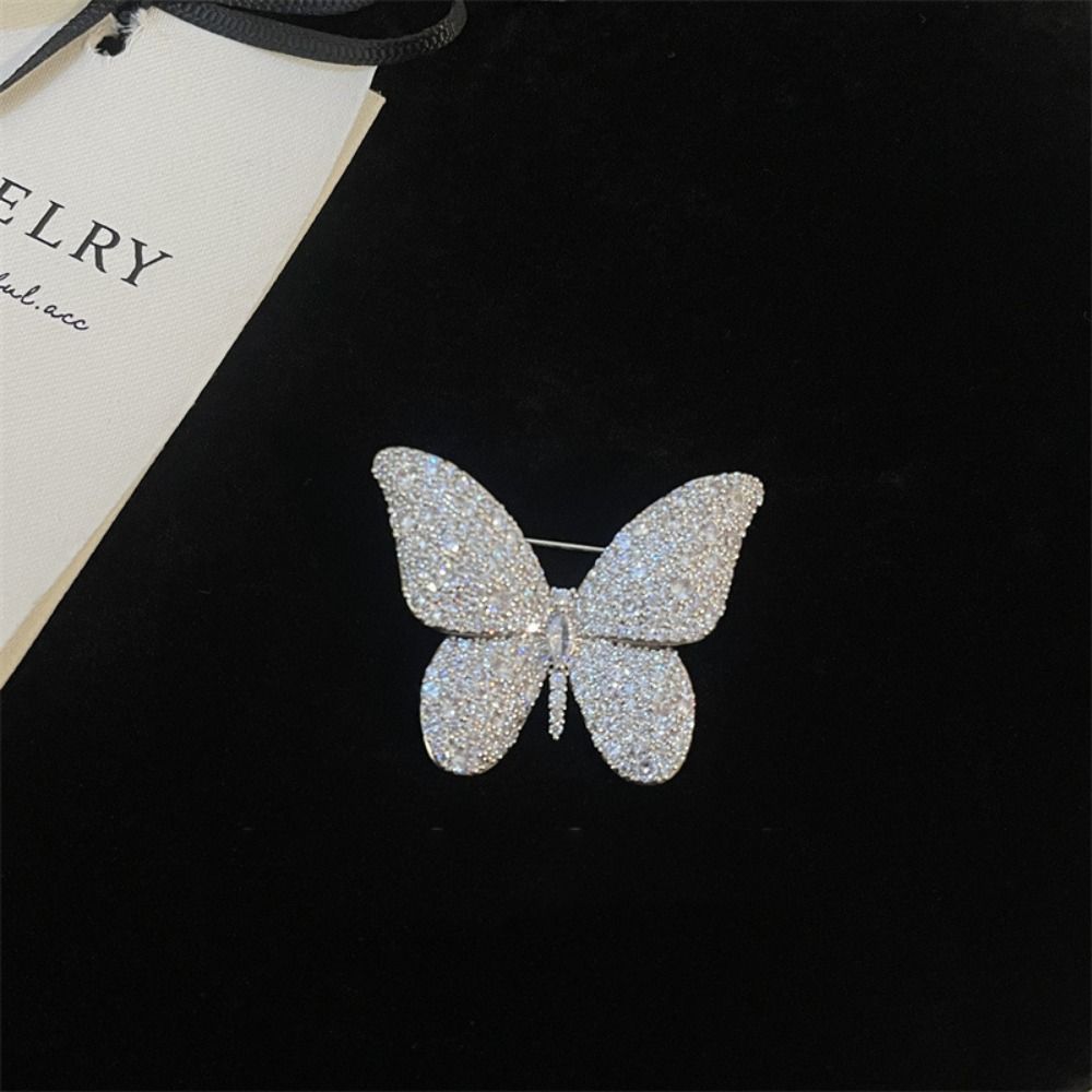 Full Rhinestone Suit Collar Pin Korean Style Rhinestone Brooch Rhinestone Butterfly Brooch Girls