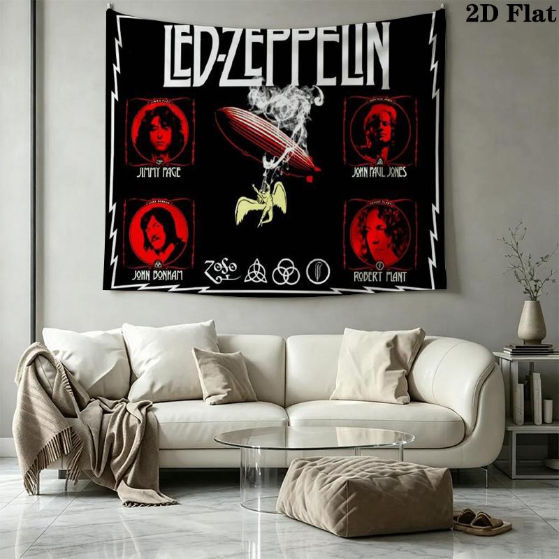 Led Zeppelin Wall Tapestry Aesthetic Wall Hanging Printed Fabric Blanket Decorative Tapestries for Bedroom Living Room Home Decor