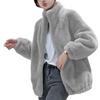 Women Coat Solid Color Double-Sided Velvet Coat with Pockets Warm Long-Sleeved Autumn Winter Outerwear