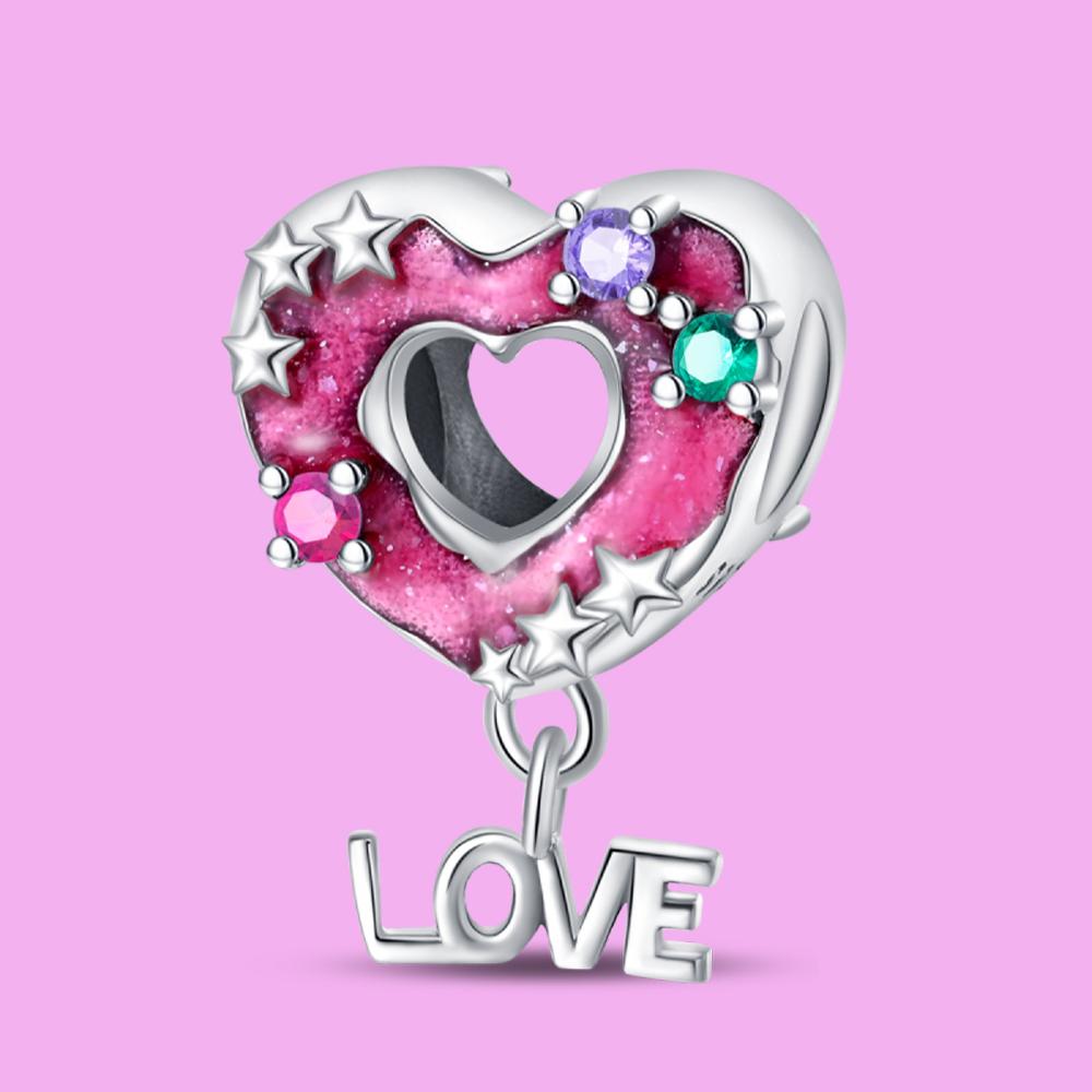 Pendant Bead Component Charm Bead Component Bead Component Copper Metal Heart-Shaped Doughnut Bead Components Compatible With Authentic Original