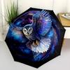 1PC Mysterious Snowy Owl Folding Umbrella Auto-Open Design 8 Iron Ribs Plastic Handle Foldable Sunshade Perfect Christmas Gifts