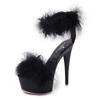 8661 Series 15cm Heel 4.5cm Platform  Heeled Shoes with Sexy Black  15cm Super High Hair Sandals Female Summer LFD