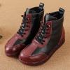 New winter leather velvet warm snow boots non-slip soft sole low heel women's cotton shoes short boots women