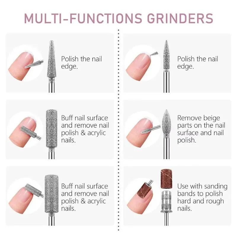 Electric Nail Drill Machine 20000RPM Nail Polish Sander Grinding Rechargeable Nail File Nails Accessories Professional Manicure