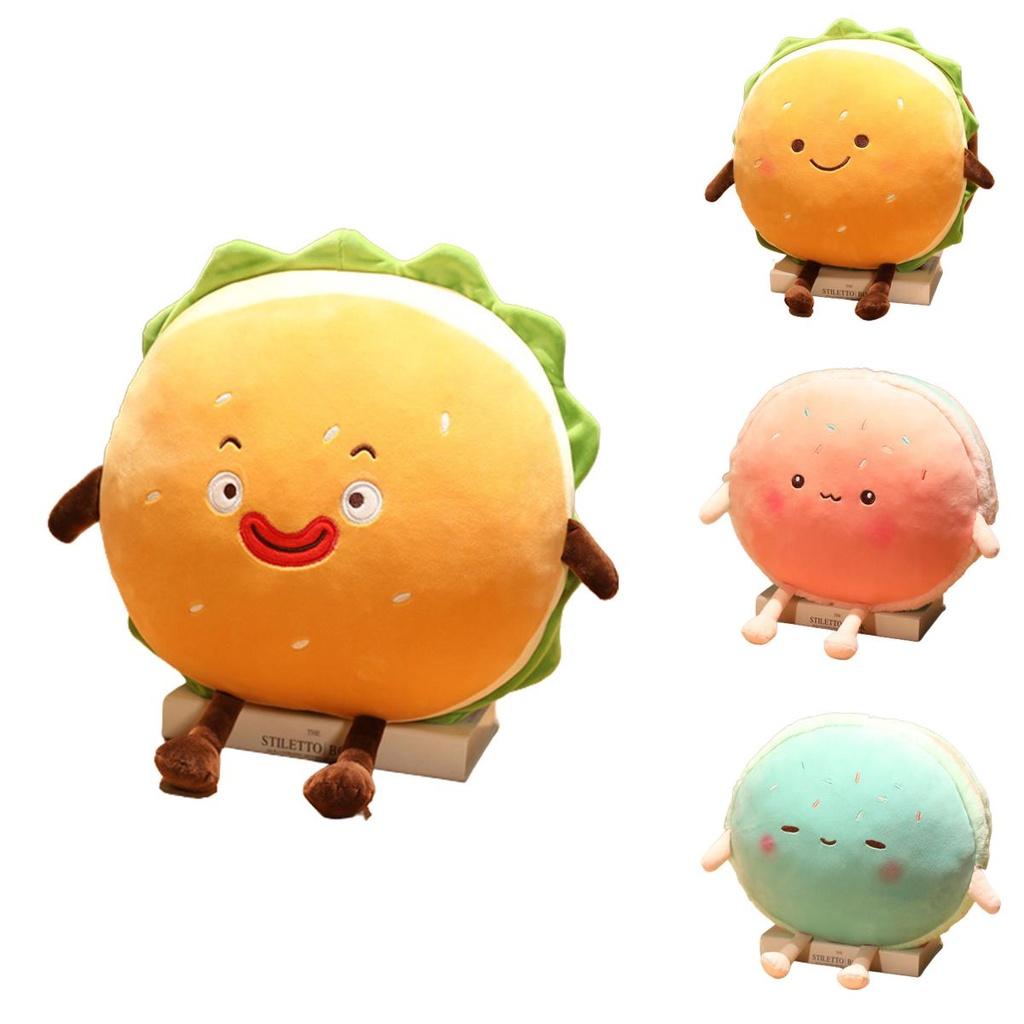 Cartoon Hamburger Plush Cushion With Short Plush Material For Home Decor And Comfort