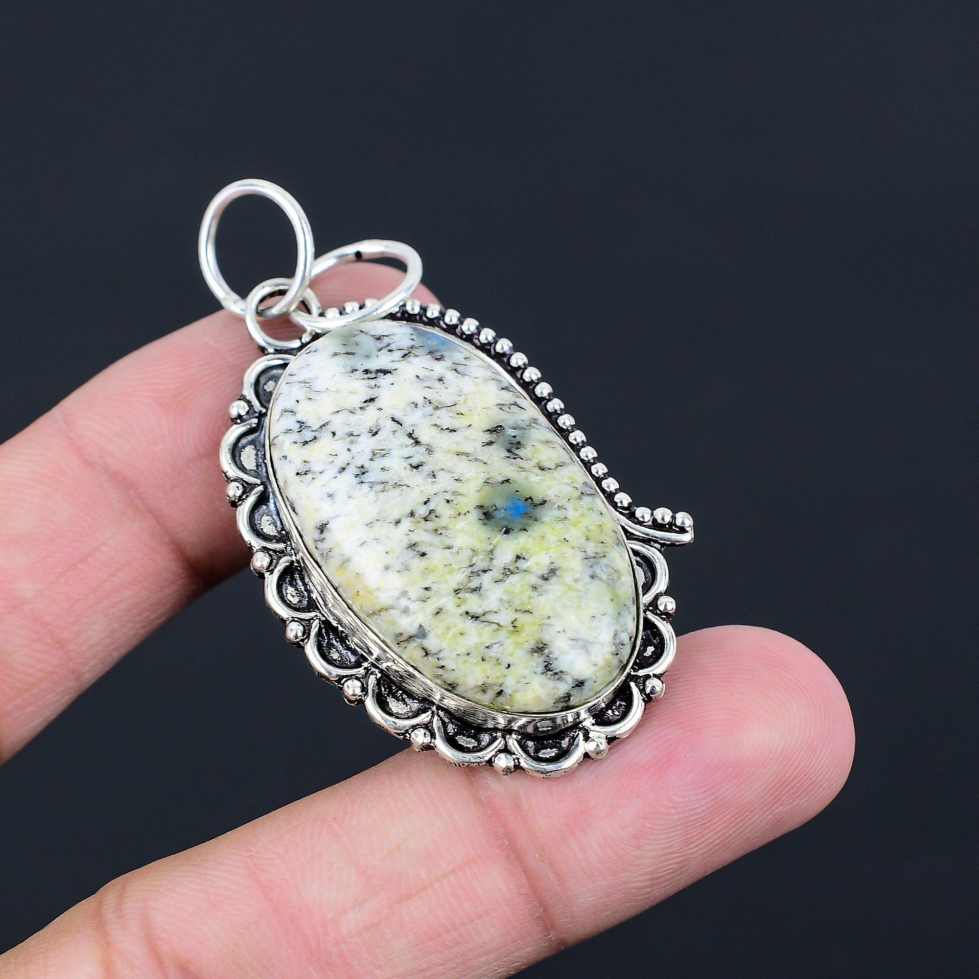 K2 Jasper Gemstone Daughter Handmade Artisan Bezel Pendant Jewelry 925 Silver