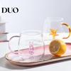 Transparente Glas Trinkgefäße Handgefertigte Tasse Tier Pflanzenform Wasser Einzigartiges Design Becher Niedlich Kaffee Milchgetränk mit Farbigem Griff Doppelwandig