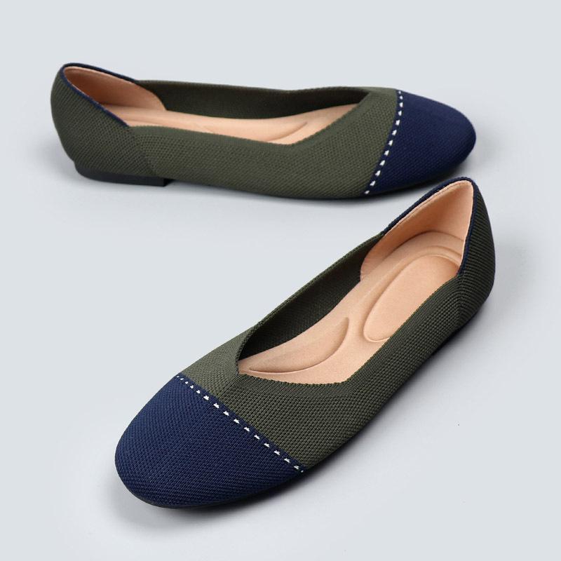 

Fashion 2024 Women Round Toe Single Shoes Weave Flat Breathable Spring Autumn Comfortable Soft Sole Spring Summer Knitting Shoes 38(Foot24cm) армия зеленый