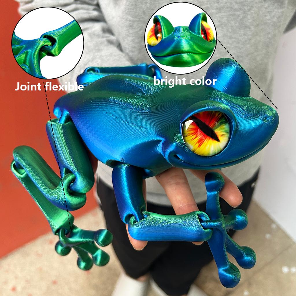 3D Printed Frog Statue, Flexible 3D Printed Animal, Colorful Figurines Statue, Gifts, 38Cm/14.96In, 16.5Cm/6.5In