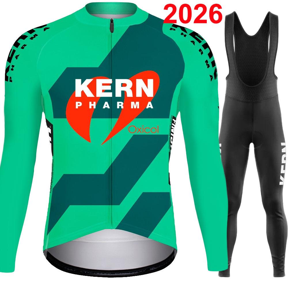 Kern Pharma 2026 Cycling Jersey Set Summer Winter Spain Clothing Suit Mens Long Sleeve MTB Bike Road Pants Bib Ropa Ciclismo XS