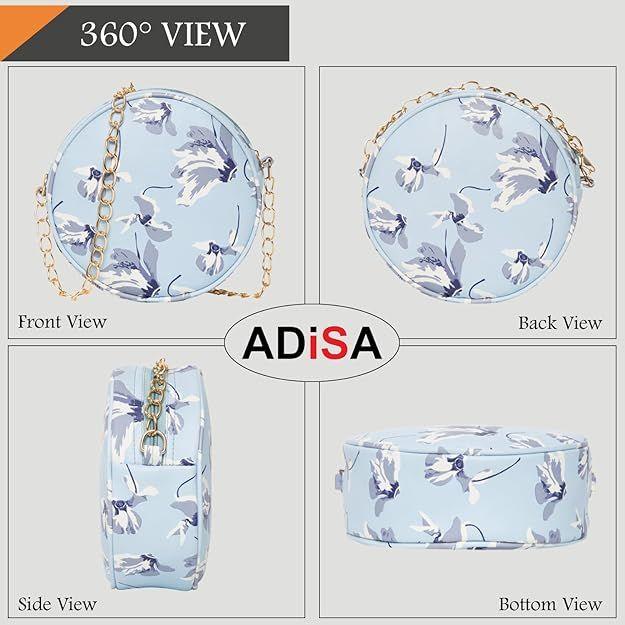 Women Girls Floral Print Round Sling Bag