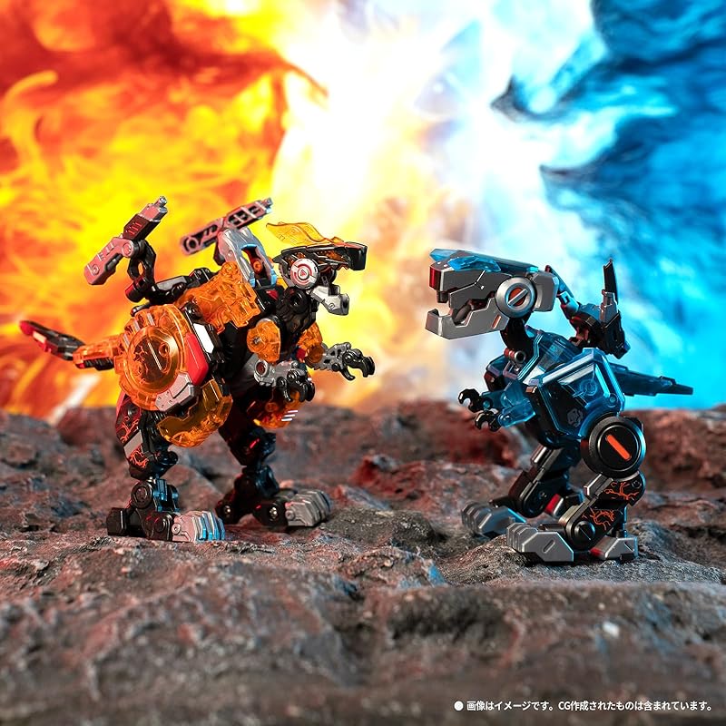 BEASTBOX 52TOYS BB-46PR&BB-02CR PYROMANCER&CRYOMANCER set de 2 piese jucării transformabile Se transformă din cub în dinozaur transformare