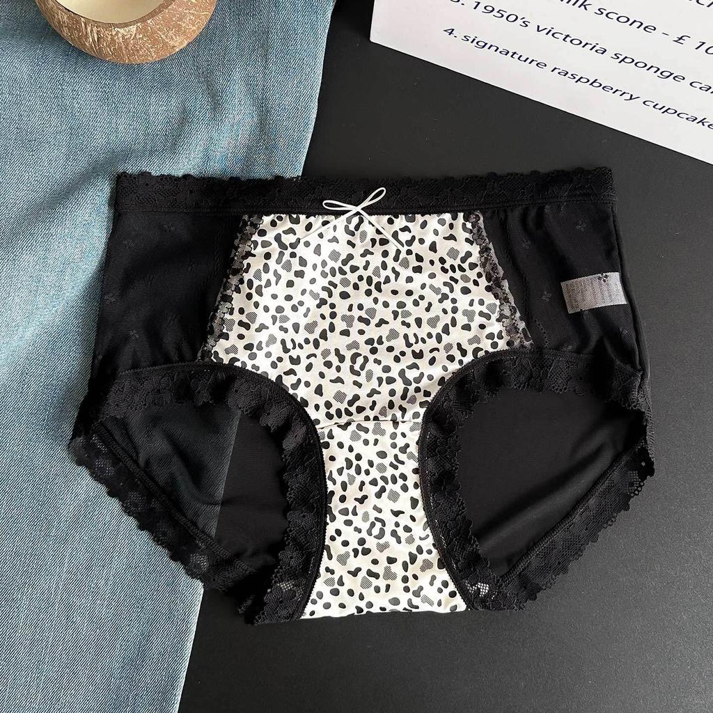 Lady Summer New Sexy Lace Leopard Print Net Gauze Pure Desire Perspective Middle Waist Triangle Briefs
