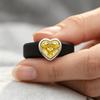 14K Goldbeschichteter Schwarzer Silikonring, Gelber Herzförmiger CZ-Ring, Zeitloses Liebessymbol für Statement-Schmuck für den Alltag