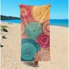 Oversized Microfiber Beach Towel, Boho Mandala Floral Print, Quick Dry Sand Resistant, for Summer Beach Pool Vacation