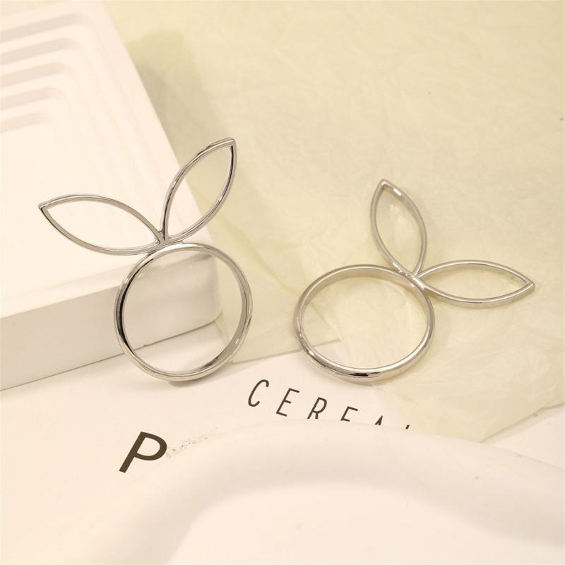 Pack of 6 Cute Napkin Rings Easters Ear Shape Napkin Holder Metal Napkin Jewelry Sophisticated Platings Accessorys