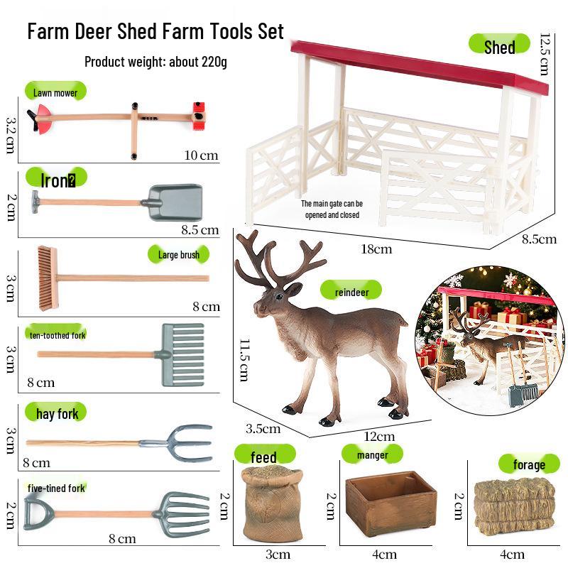 Animal Model Ranch Set: Chicken, Dog, Cow, Sheep, Horse Miniature Toy Scene