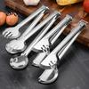 Hollow Design Food Clip Stainless Steel Serving Tongs U-Shaped Non-Slip Kitchen Chuck Oil Draining for BBQ Baking Buffet Cooking