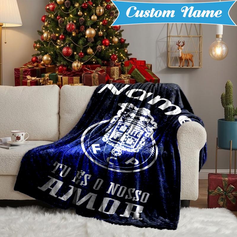 Custom Name Porto Love Crest Blanket Lightweight Ideal Bedding Blanket Perfect for Travel, Camping, Living Rooms, Sofas, Christmas gift