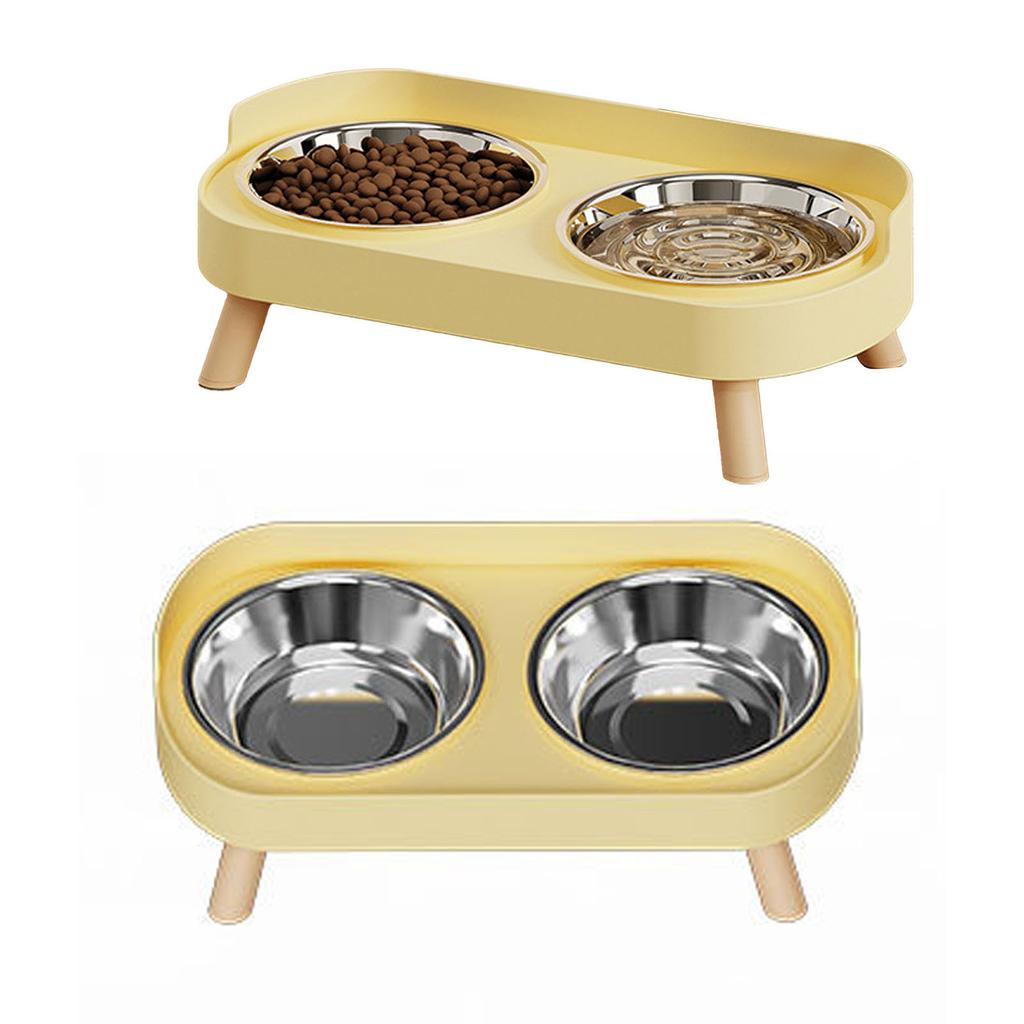 Elevated Dog Bowl Set Multifunctional Easy Cleaning Raised Double Dog Feeding Bowls for Home
