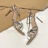 Fashion Summer New Stiletto Sandals Women Fashion Round Head Cross Thin Belt Metal Buckle Non-slip Wear-resistant High Heels