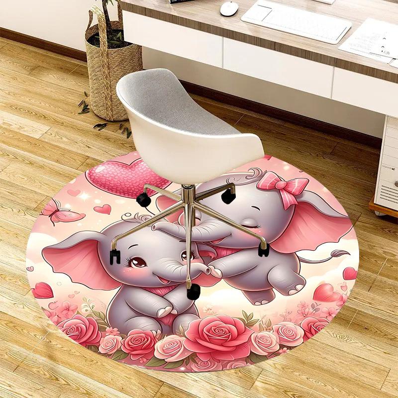 1PC Elephant Non-Slip Floor Round carpet, Office, family, bedroom, Large Area Rug Indoor Rugs,  Durable PolyesterH0372