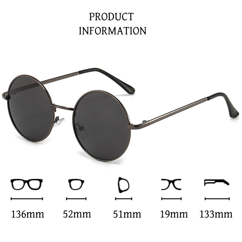 Mens Retro Small Frame Sunglasses Circular Metal Design for Outdoor Fishing Driving Fashionable Eyewear