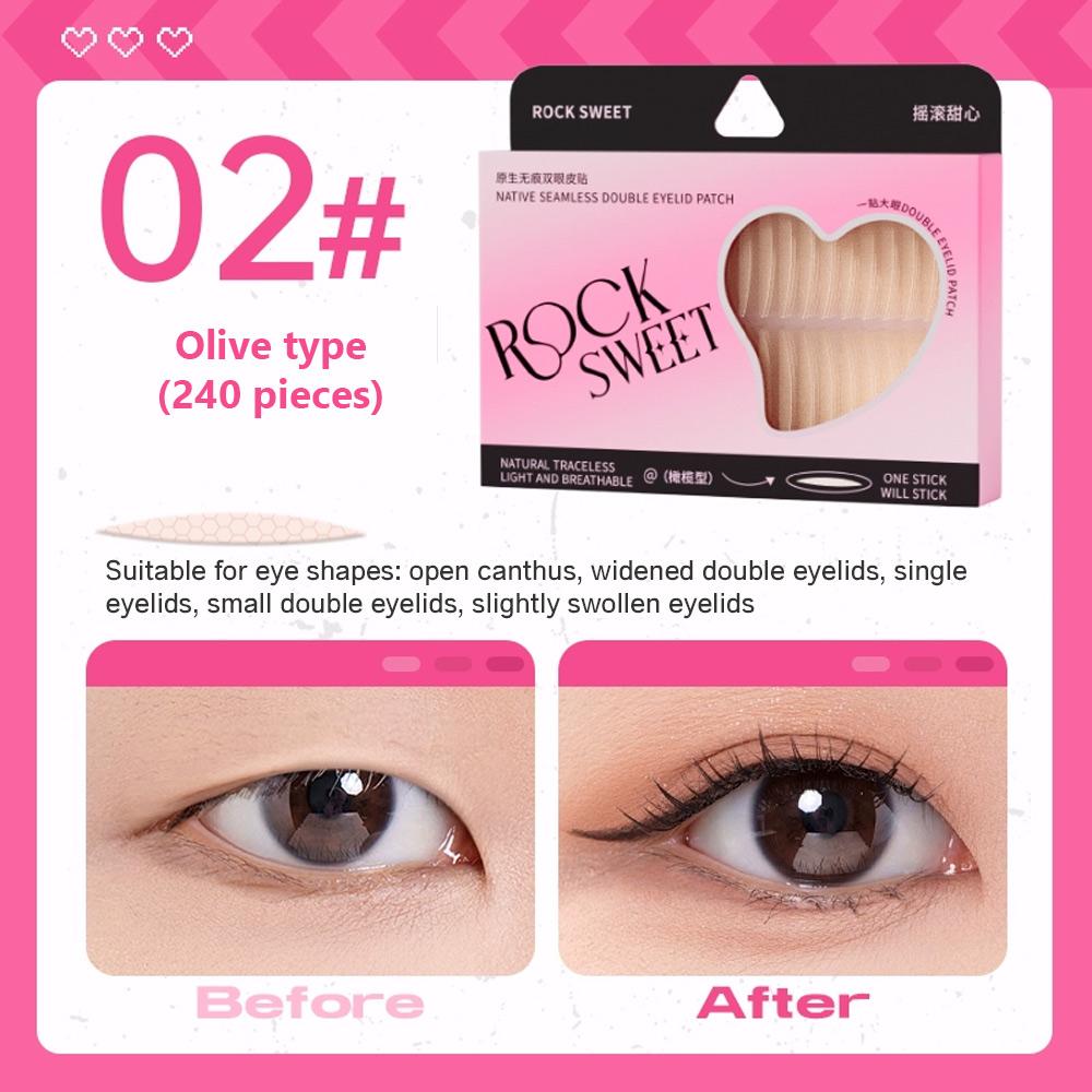 Rock Sweet 240 Pieces Double Eyelid Sticker Waterproof Breathable Invisible Blend Natural Traceless Double Eyelid Tape