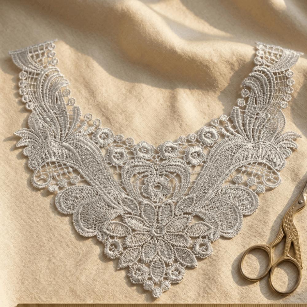 Hollow Lace Fake Collar DIY Embroidery Flower Collar Decoration Material Lace Trim  Women's Fashion
