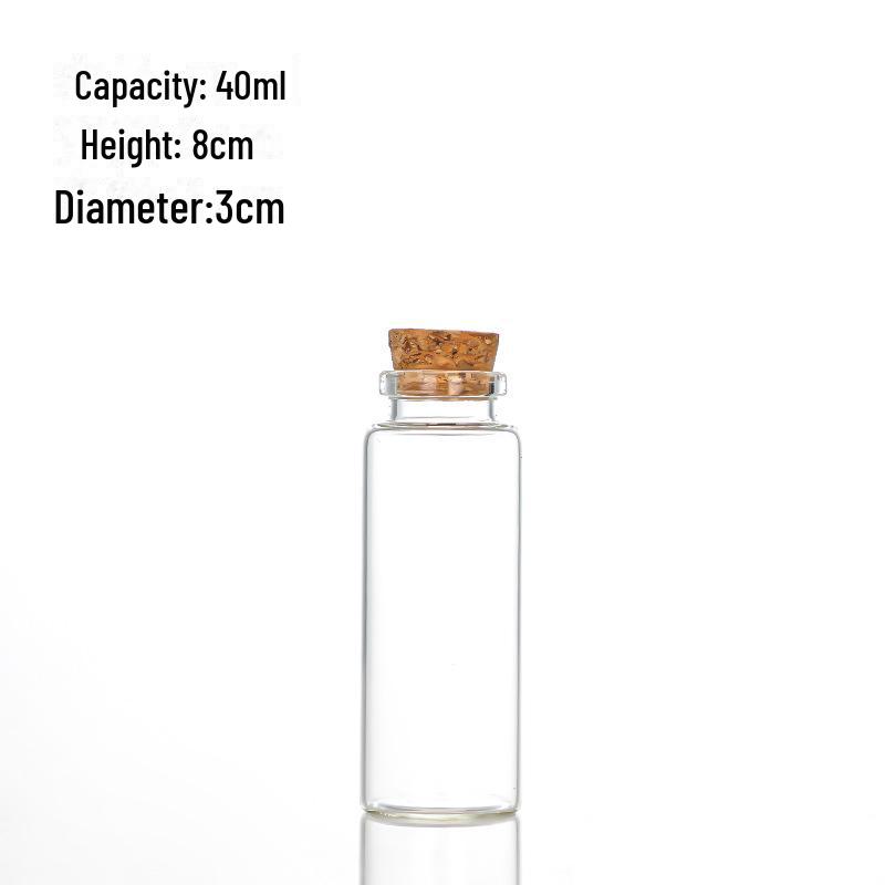 Frasco de Tubo de Vidro com Rolha de Cortiça de 30mm - para Doces, Cápsulas, Chá ou Flores