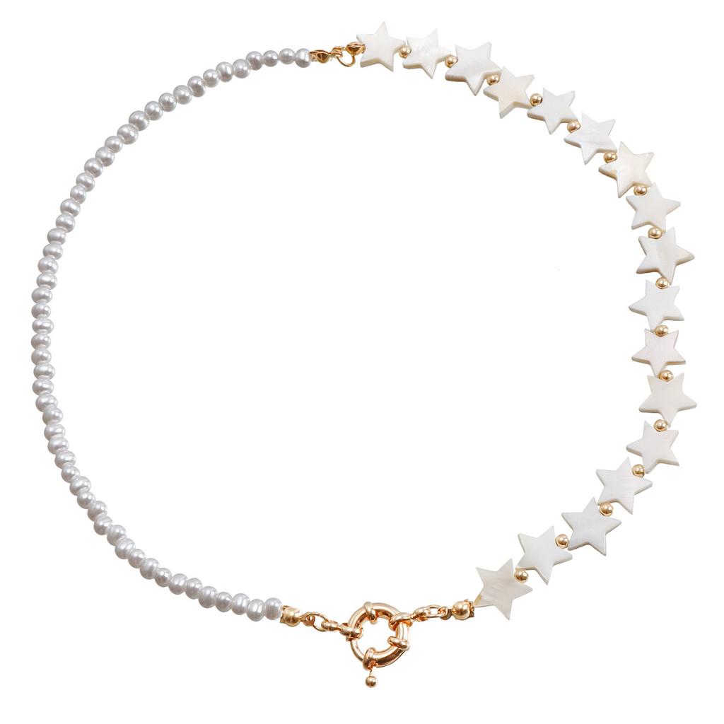 European and American simple single-layer shell love splicing neck chain necklace jewelry women's fashion imitation pearl beaded necklace