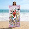 Santa Tom Jerry Riding Rocking Deer Print Light Purple Background Quick Dry Beach Towel Holiday Gift