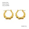 Retro Náušnice z nerezové oceli s bambusovým kloubem pro ženy - 18K zlaté kruhy ve tvaru U