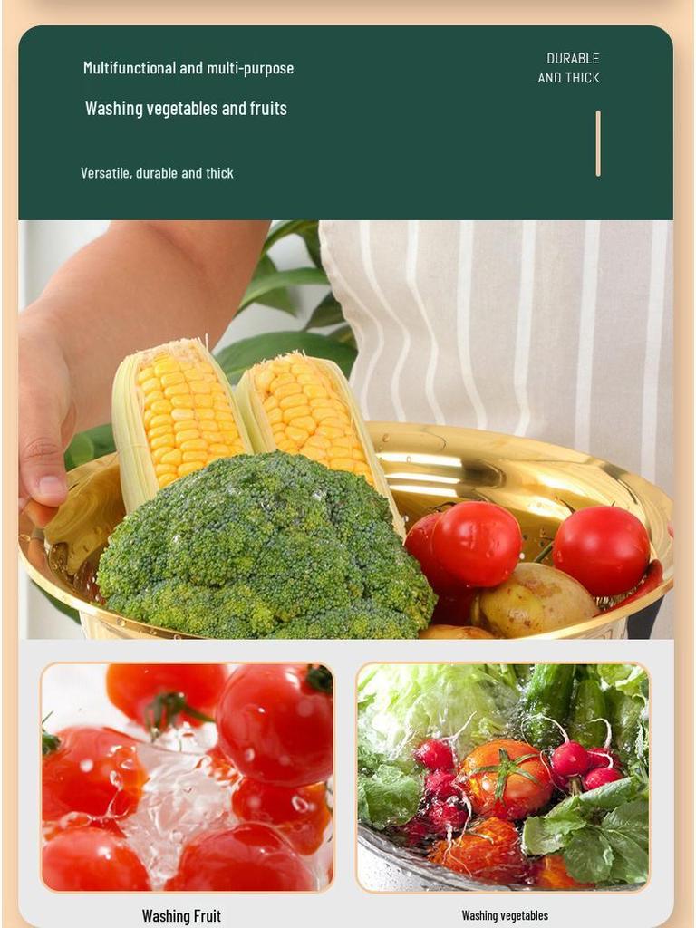 Stainless Steel Deepened & Thickened Multi-Purpose Kitchen & Vegetable Washing Basin