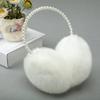 2024 New Thickened Earmuffs Cute Girl Party Style Headdress Winter Fluffy Plush Imitation Pearl Beaded Headband