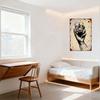 Vintage Line Art Hand Holding Glass with Drink & Napkin Metal Tin Sign, Retro Aged Wall Decor for Bar Pub Home Cafe, Distressed