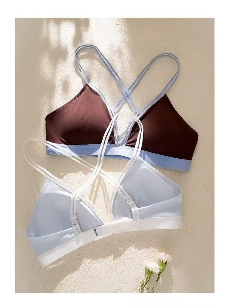 Französischer Triangel-Cup Damen-BH-Set - Schlankmachender Effekt, Tiefer Ausschnitt, Sexy, Schöner Rücken, Herbst Dünner Stil