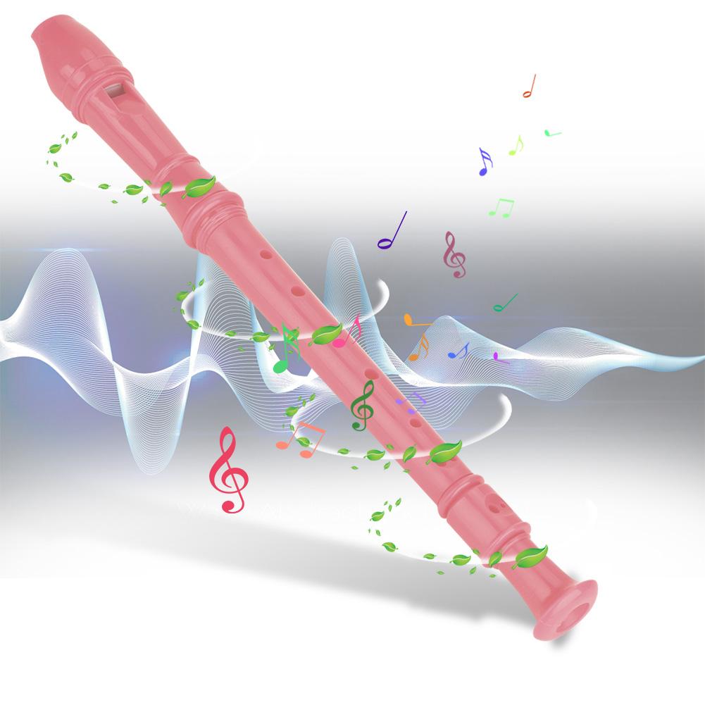 8 Hole Clarinet Flute with Cleaning Rod and Instruction for Children Kids Beginner (Pink)