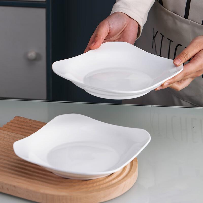 Haoya Jingdezhen Reinweiß 8,5-Zoll Ruyi Keramik Speiseteller Set (6 Pack)