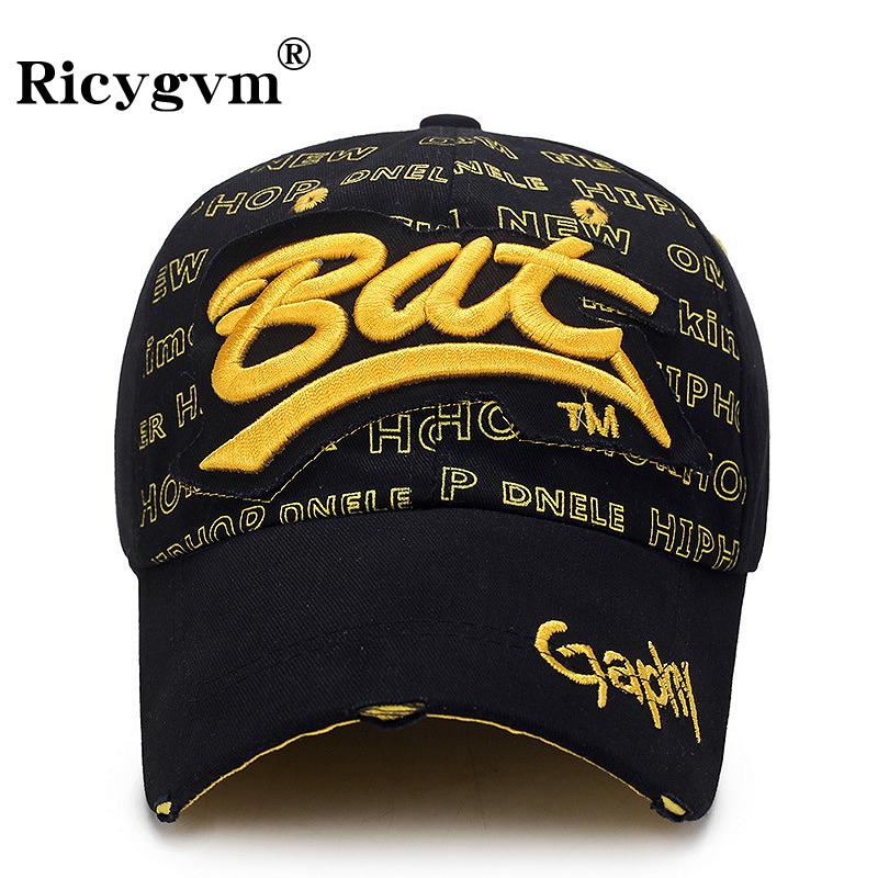 Yiran Bag Women's Punk Embroidery Bat Baseball Hat For Men Fashion Reteo Cotton Peaked Cap Snapback Outdoor Sun Visors Hip Hop Letter Bonnet Cm