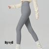 High Waist Warm Fleece-Lined Leggings - Vertical Stripe, Matte, Slimming Cotton for Autumn/Winter