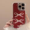 Electroplated Ins Burgundy Retro Bow for 16 Apple 15pro Max Mobile Phone Case Iphone14 Epoxy 17