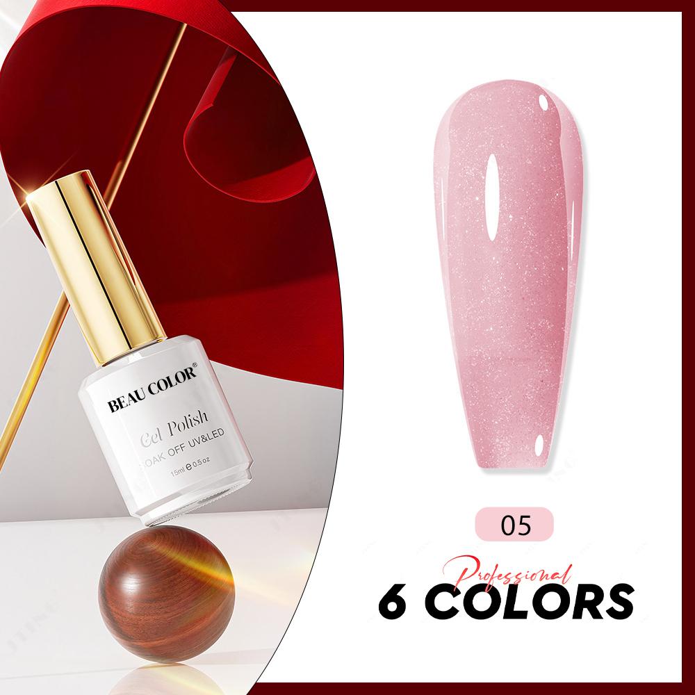 

BEAU COLOR 6 цветов Shimmer Biab Builder Gel 15 мл Наращивание ногтей УФ/LED стойкий гель-лак для дизайна ногтей в салоне и домашнего маникюра